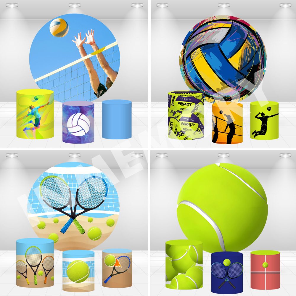 Table Tennis Background - Tło okrągłe z motywem siatkówki plażowej,